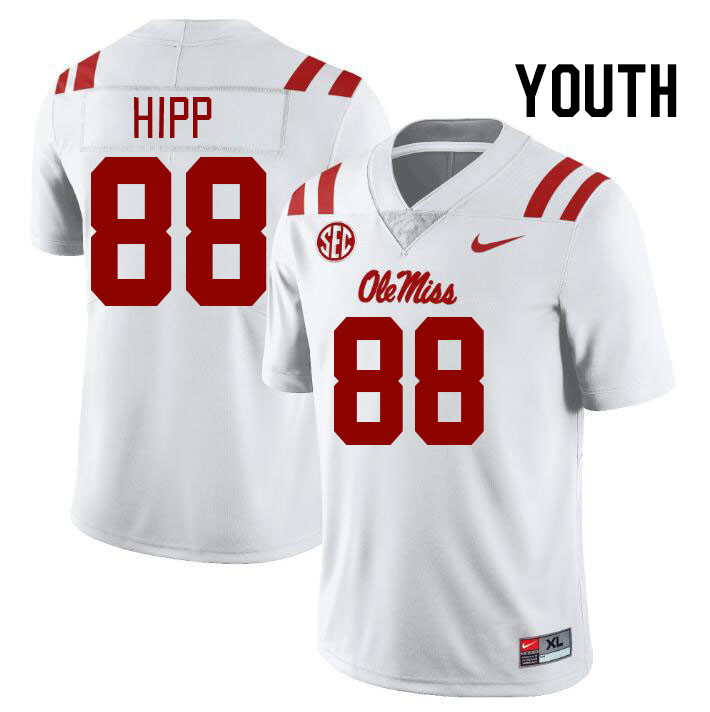 Youth #88 Dillon Hipp Ole Miss Rebels College Football Jerseys Stitched-White